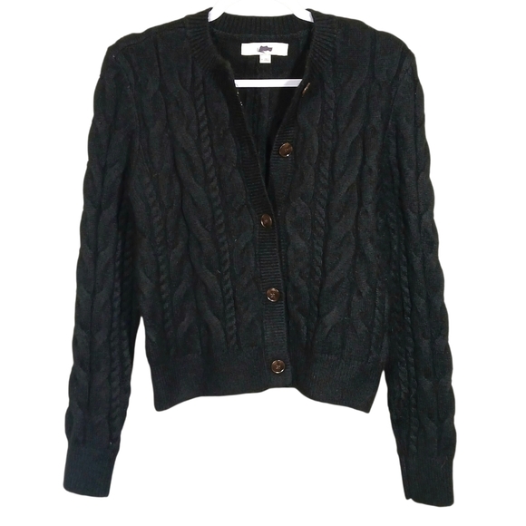 LOFT Sweaters - Loft Black Cable Knit Soft Stretch Button Cardigan Medium